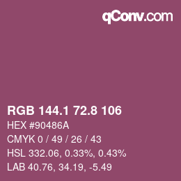 カラーコード: RGB 144.1 72.8 106 | qconv.com