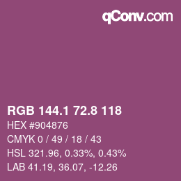 カラーコード: RGB 144.1 72.8 118 | qconv.com