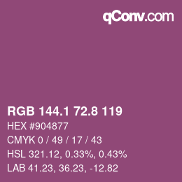 カラーコード: RGB 144.1 72.8 119 | qconv.com
