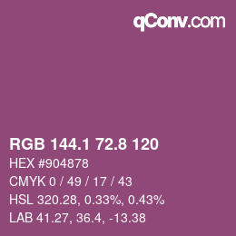 カラーコード: RGB 144.1 72.8 120 | qconv.com