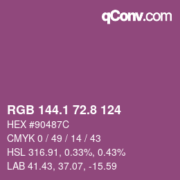 カラーコード: RGB 144.1 72.8 124 | qconv.com