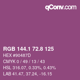 カラーコード: RGB 144.1 72.8 125 | qconv.com