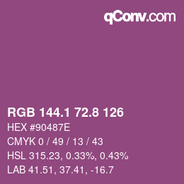 カラーコード: RGB 144.1 72.8 126 | qconv.com