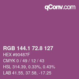 カラーコード: RGB 144.1 72.8 127 | qconv.com
