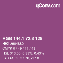 カラーコード: RGB 144.1 72.8 128 | qconv.com