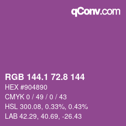 カラーコード: RGB 144.1 72.8 144 | qconv.com