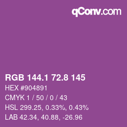 カラーコード: RGB 144.1 72.8 145 | qconv.com