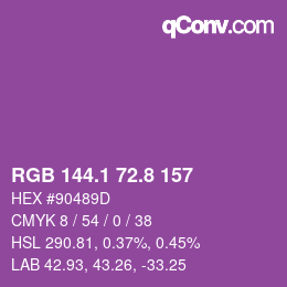 カラーコード: RGB 144.1 72.8 157 | qconv.com