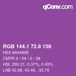 カラーコード: RGB 144.1 72.8 158 | qconv.com