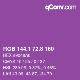 カラーコード: RGB 144.1 72.8 160 | qconv.com