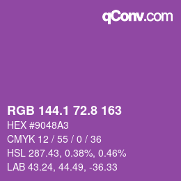 カラーコード: RGB 144.1 72.8 163 | qconv.com