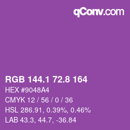 カラーコード: RGB 144.1 72.8 164 | qconv.com