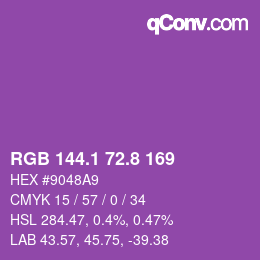 カラーコード: RGB 144.1 72.8 169 | qconv.com