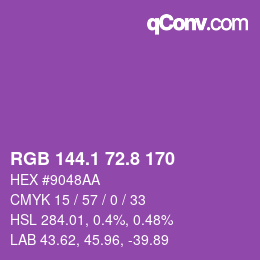 カラーコード: RGB 144.1 72.8 170 | qconv.com