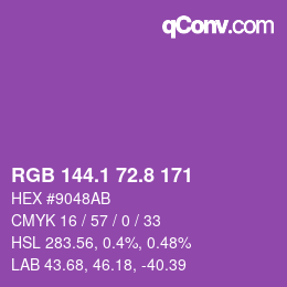 カラーコード: RGB 144.1 72.8 171 | qconv.com