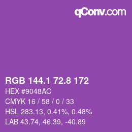 カラーコード: RGB 144.1 72.8 172 | qconv.com