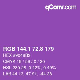 カラーコード: RGB 144.1 72.8 179 | qconv.com