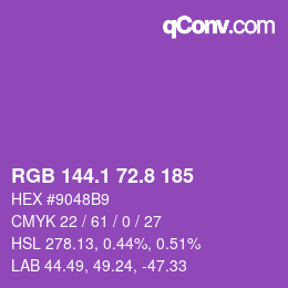 カラーコード: RGB 144.1 72.8 185 | qconv.com