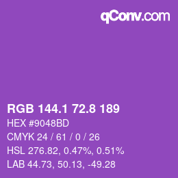 カラーコード: RGB 144.1 72.8 189 | qconv.com