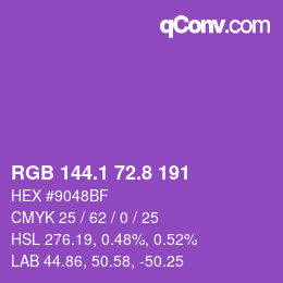 カラーコード: RGB 144.1 72.8 191 | qconv.com