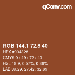 カラーコード: RGB 144.1 72.8 40 | qconv.com