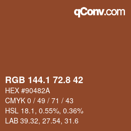 カラーコード: RGB 144.1 72.8 42 | qconv.com