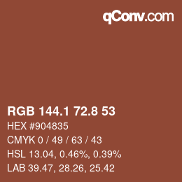 Color code: RGB 144.1 72.8 53 | qconv.com