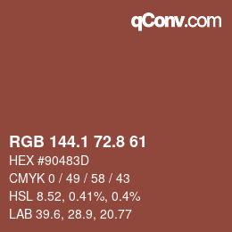 Color code: RGB 144.1 72.8 61 | qconv.com
