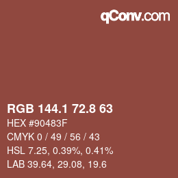 Color code: RGB 144.1 72.8 63 | qconv.com