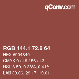カラーコード: RGB 144.1 72.8 64 | qconv.com