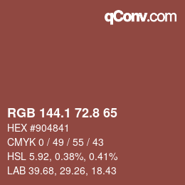 カラーコード: RGB 144.1 72.8 65 | qconv.com
