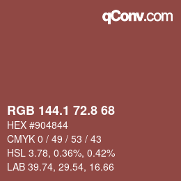 カラーコード: RGB 144.1 72.8 68 | qconv.com