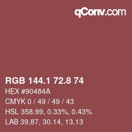 カラーコード: RGB 144.1 72.8 74 | qconv.com