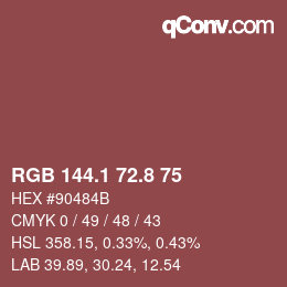 カラーコード: RGB 144.1 72.8 75 | qconv.com