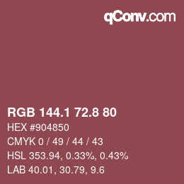 カラーコード: RGB 144.1 72.8 80 | qconv.com