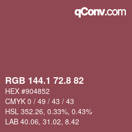 カラーコード: RGB 144.1 72.8 82 | qconv.com