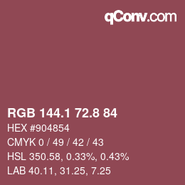 カラーコード: RGB 144.1 72.8 84 | qconv.com