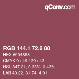 カラーコード: RGB 144.1 72.8 88 | qconv.com