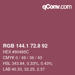 カラーコード: RGB 144.1 72.8 92 | qconv.com