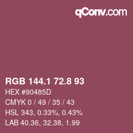 カラーコード: RGB 144.1 72.8 93 | qconv.com