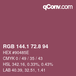 カラーコード: RGB 144.1 72.8 94 | qconv.com