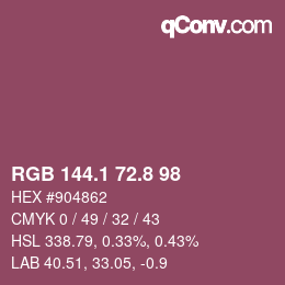 カラーコード: RGB 144.1 72.8 98 | qconv.com