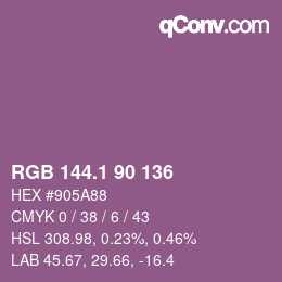 カラーコード: RGB 144.1 90 136 | qconv.com