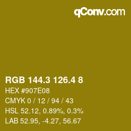 カラーコード: RGB 144.3 126.4 8 | qconv.com