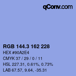 カラーコード: RGB 144.3 162 228 | qconv.com