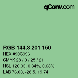 カラーコード: RGB 144.3 201 150 | qconv.com
