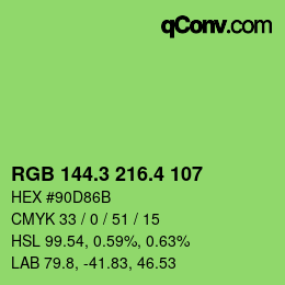カラーコード: RGB 144.3 216.4 107 | qconv.com