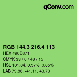 カラーコード: RGB 144.3 216.4 113 | qconv.com