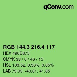 カラーコード: RGB 144.3 216.4 117 | qconv.com