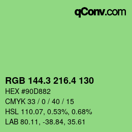 カラーコード: RGB 144.3 216.4 130 | qconv.com